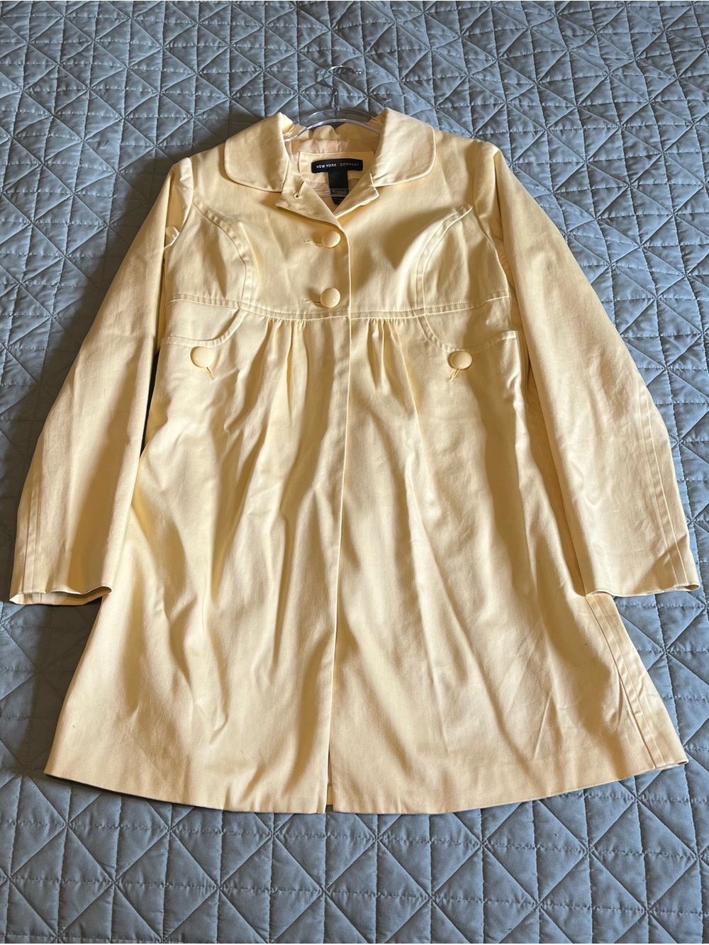 New York & Company Yellow Cotton‑Blend Coat – Size S
